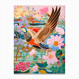 Maximalist Bird Painting Wood Duck 2 Canvas Print