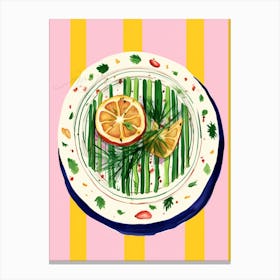 A Plate Of Asparagus Top View Food Illustration 2 Canvas Print