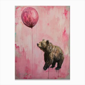 Cute Grizzly Bear 2 With Balloon Canvas Print