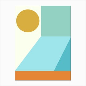 Modern Geometric Beach Shapes in Teal Blue and Yellow Canvas Print