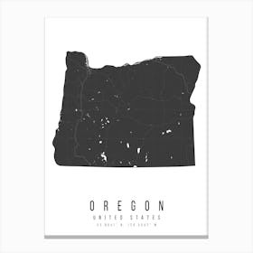 Oregon Mono Black And White Modern Minimal Street Map Canvas Print