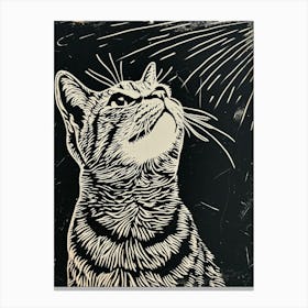 American Shorthair Linocut Blockprint 3 Canvas Print