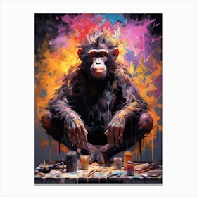 Colourful Thinker Monkey Graffiti Illustration 1 Canvas Print