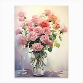 Bloomed Beauty: Rose Vase Print Canvas Print