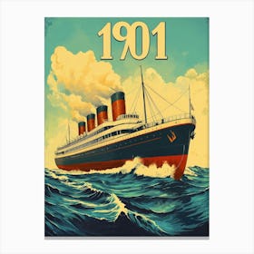 Aihrgdesign A Vintage Travel Poster Of A Grand Steamship Sail 1040ab20 E866 45cd 86ee A21101359e77 0 Canvas Print