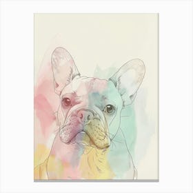 French Bulldog Pastel Watercolour Line Drawing 1 Canvas Print