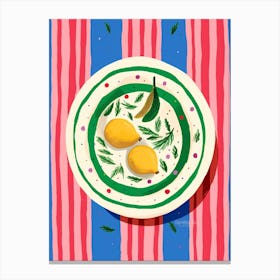 A Plate Of Two Lemons Top View Food Illustration 4 Canvas Print