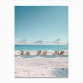 French Riviera Beach Chairs And Umbrellas Canvas Print