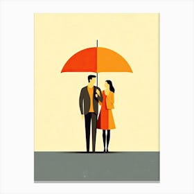 Couple Under Umbrella, minimalism art Canvas Print