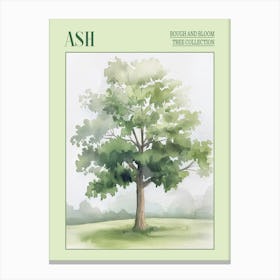 Ash Tree Atmospheric Watercolour Painting 4 Poster Canvas Print