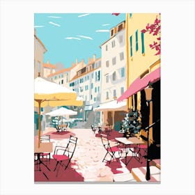 Nice, France, Flat Pastels Tones Illustration 4 Canvas Print