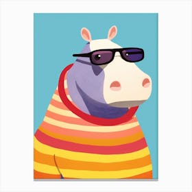 Little Hippo 1 Wearing Sunglasses Canvas Print