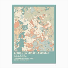 Apollo 16 Lunar Landing Site Vintage Moon Map Canvas Print