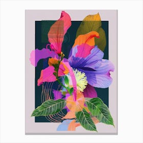 Impatiens 4 Neon Flower Collage Canvas Print