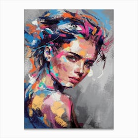 A Beautiful Captivating Abstract Portrait Of A Wom Canvas Print