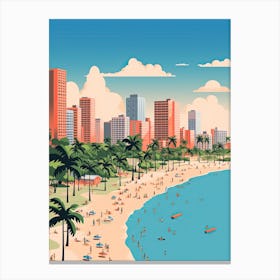 Waikiki Beach Hawaii, Usa, Graphic Illustration 1 Canvas Print