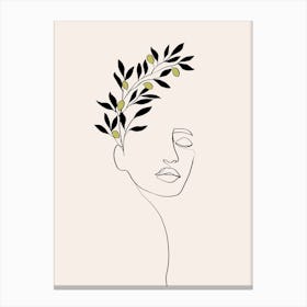 Woman With Olive Branch Canvas Print