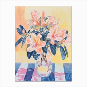 Azalea Flowers On A Table   Contemporary Illustration 1 Canvas Print