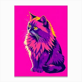 Colorful Cat Lila and Pink Canvas Print