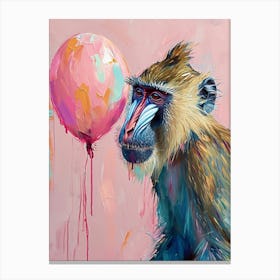 Cute Mandrill 3 With Balloon Canvas Print