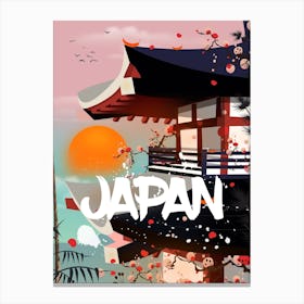 Japan Vintage setting sun travel poster Canvas Print