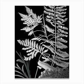 Royal Fern Wildflower Linocut Canvas Print
