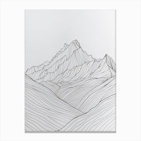 Kangchenjunga Nepalindia Line Drawing 3 Canvas Print