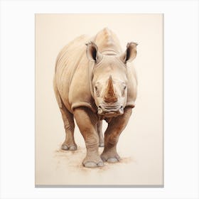 Detailed Vintage Illustration Of A Rhino 6 Canvas Print