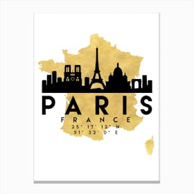 Paris France Silhouette City Skyline Map Canvas Print