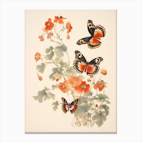 Butterfly Floral Japanese Style Painting 4 Canvas Print