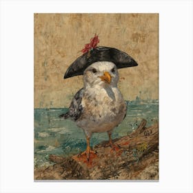 Seagull With Pirate Hat 2 Canvas Print