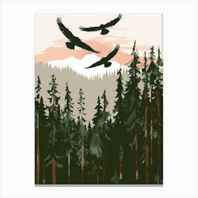 Eagles In The Forest Canvas Print