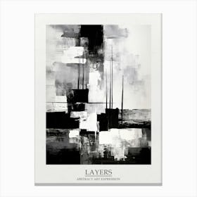 Layers Abstract Black And White 1 Poster Canvas Print