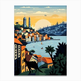 Istanbul, Turkey Skyline With A Cat 0 Canvas Print