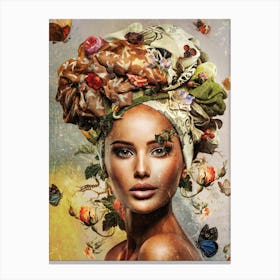 Woman With Flowers On Her Head 3 Canvas Print