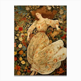 Woman In Flowers Canvas Print