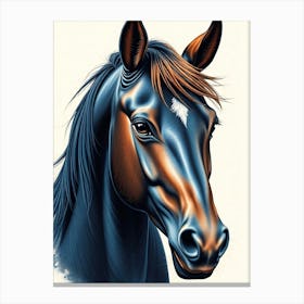 Horse Head Portrait In Color Canvas Print