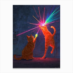 Cats Fighting With Lasers Canvas Print