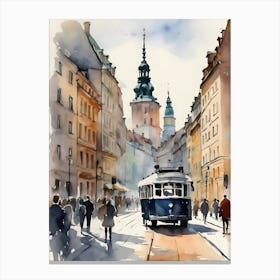 Warsaw Poland Watercolor 1 Canvas Print
