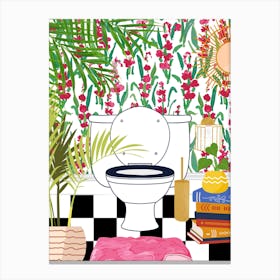 Boho Tropical Bathroom Canvas Print