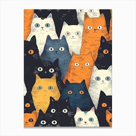 Perfectly Repeatable Artwork With Cute Cat Faces 27 Canvas Print