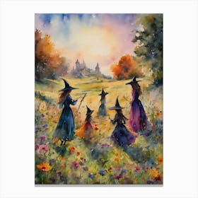 Midsummer Sprites ~ Witchy Pagan Litha Festival Wheel Of The Year Witches Artwork Watercolour Fairytale Witch Watercolor Canvas Print
