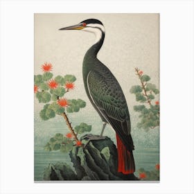 Ohara Koson Inspired Bird Painting Cormorant 3 Canvas Print