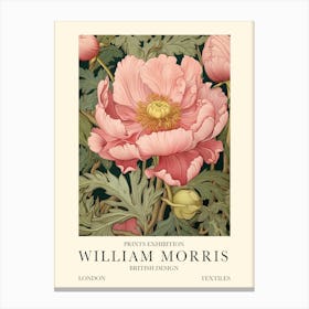 William Morris London Exhibition Poster Big Pink Flower Canvas Print