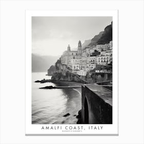 Poster Of Amalfi Coast, Italy, Black And White Analogue Photograph 4 Canvas Print