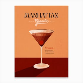 Minimal Manhattan Classic Cocktail - retro Peach and Brown Canvas Print