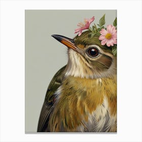 Bird With Flowers On Its Head 1 Canvas Print