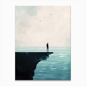 Man Standing On Cliff, Minimalism Canvas Print