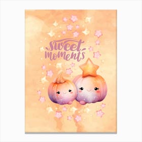 Sweet Moments little pumkins peach watercolor background Canvas Print