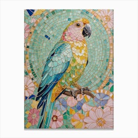 Tropical Pastel Mosaic Parrot Canvas Print